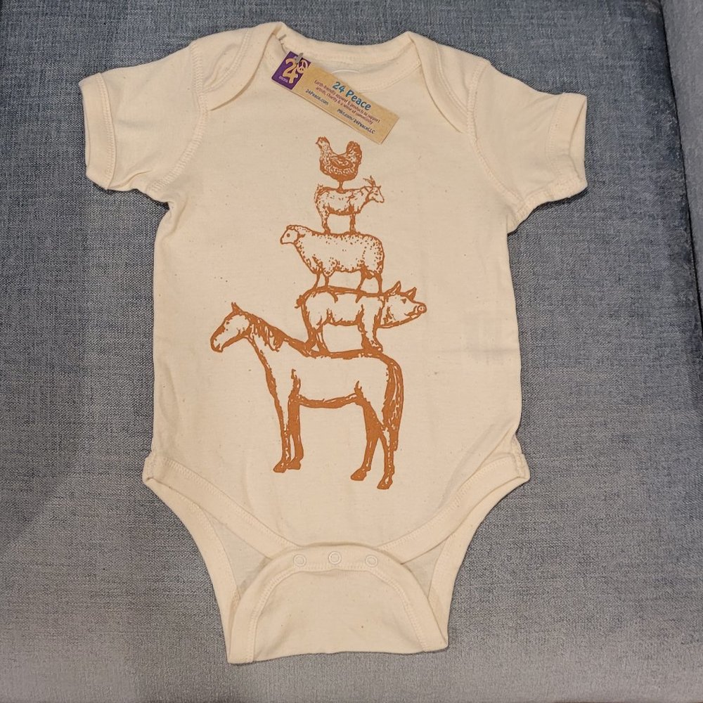 24 Peace Onsie - Animal Stack for 12 month old